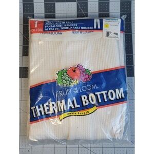 NOS 2003 Fruit of the Loom Men's Thermal Crew Bottom Pants Natural Size L Large